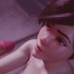 Overwatch Tracer gives 3D animated blowjob till cumshot