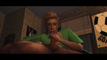The Sims 4 twink gets his gay ass fucked after a steamy shower