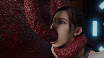 Into Space 1 - Resident Evil Claire double penetrated by tentacles