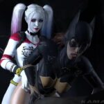 Futanari Harley quinn fucks Batgirl rough from behind