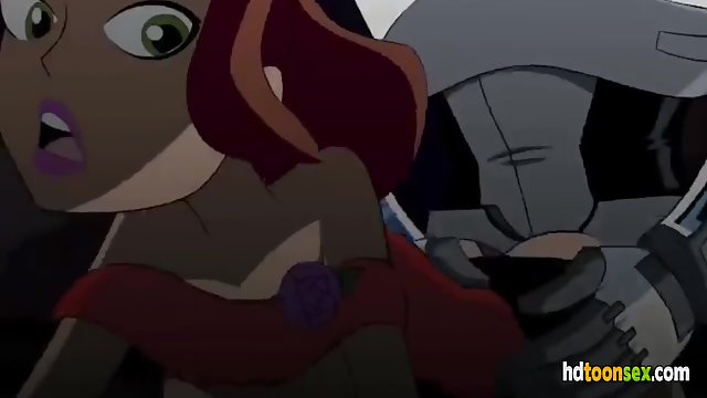 Horny cyborg decides to bang the hot cartoon redhead in both her holes