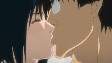 Passionate kissing leads these two anime strangers in to having sex with each other