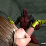 Deadpool fucks Rogue's pussy and cumshots her