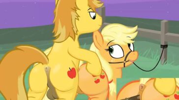 Cartoon porn My little Pony fucking Applejack from the back