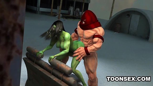 3D Juggernaut fucks the super sexy She-Hulk