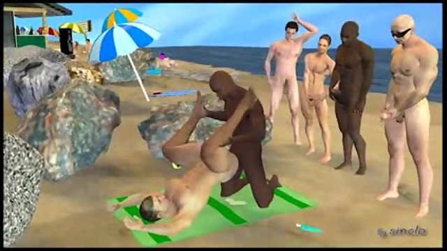 Big Gay Interracial Sex Adventure at the Beach - 3d porn