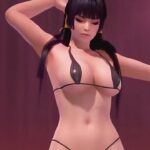 Sexy asian babe from Dead or Alive dances on the pole and fucks everyone