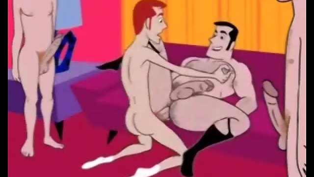 Cartoon boys are having sex party