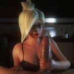 Mercy from overwatch gives an intensive care blowjob on a big cock