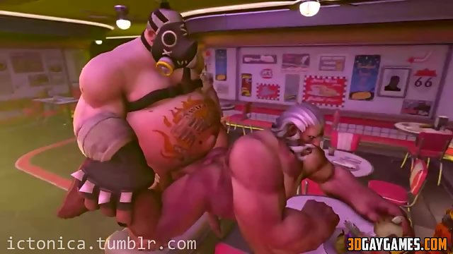 Hot gay heroes from Overwatch in 3d ass pounding action