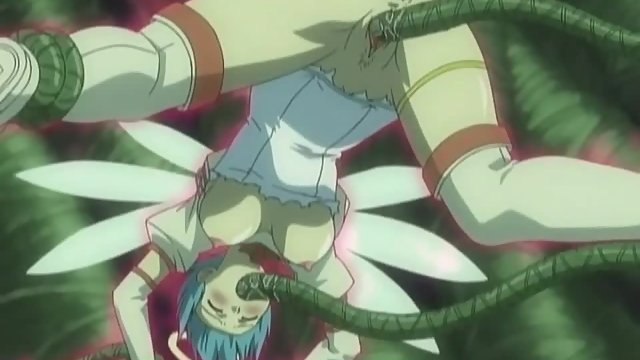 Horny angel is double penetrated by demon tentacles while hentai lesbians 69