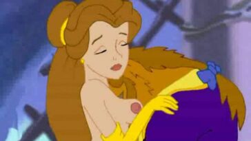 Cartoon beauty and the beast having sex in the castle