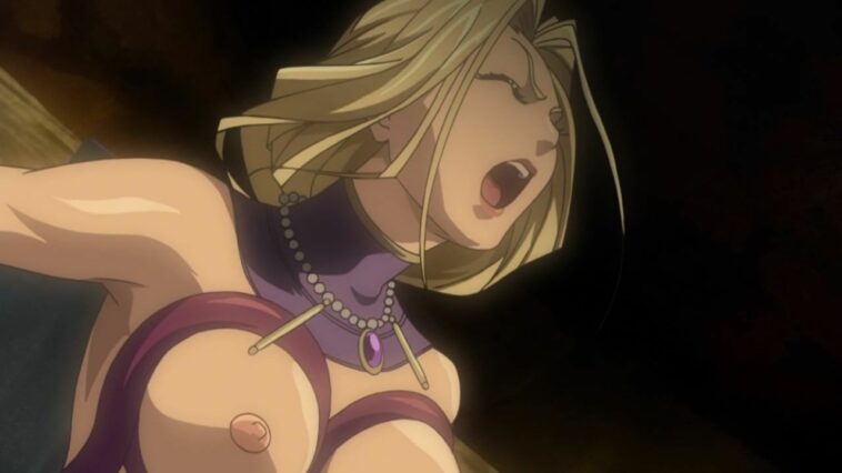 Anime Blonde with nice tits banged hard by the rock giant