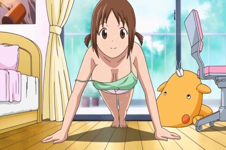 Sexy anime gal Hinako and her daily workout on the floor