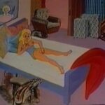 Hypnotic cartoon blonde fantasizes about cocks