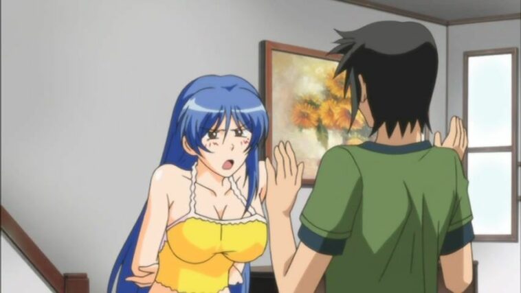 Pretty blue-haired anime babe wants to have sex
