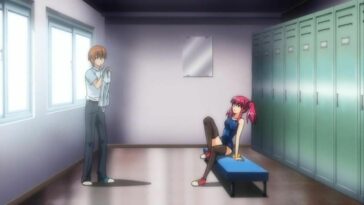 Cute anime redhead loses virginity in the locker room