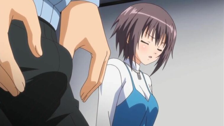 Tied up anime cutie handles the bondage penetration