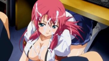 Pretty anime redhead successfully rides the stiff cock