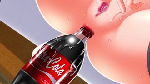 Riding a bottle of coke makes her happy - 3D porn