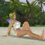 3D volleyball-playing blonde taking a walk in a bikini