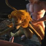 Tiger girl getting a threesome treatment - 3D porn