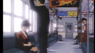 Guy with a gun bangs a hot anime girl in the train