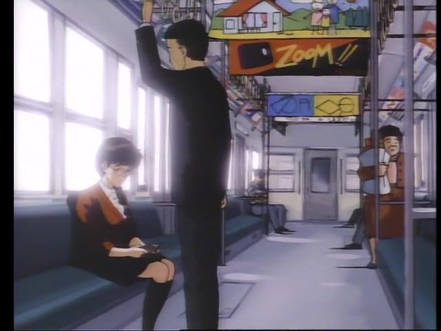 Guy with a gun bangs a hot anime girl in the train