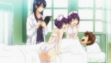 Horniest nurses ever giving the guy a hentai treatment