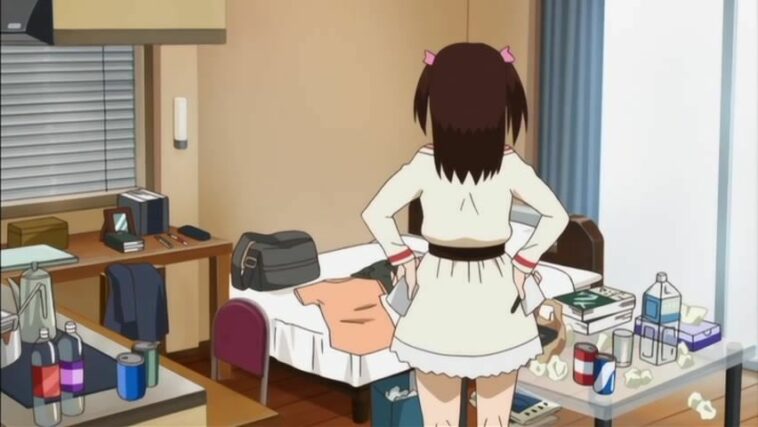 Brown-haired anime sweetie getting nailed in the bathroom
