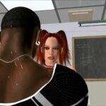 Redhead banged by the black guy in the classroom - 3D porn