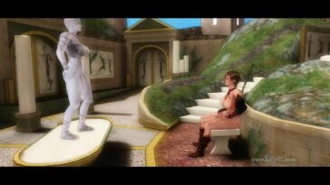 Shemale statue comes to life and gets naughty - 3D porn