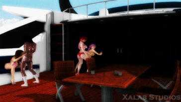 Futanaris having an orgy on the yacht - 3D porn