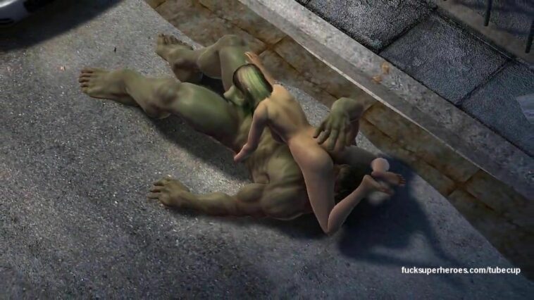 Hulk goes 69 with an attractive blonde - 3D porn