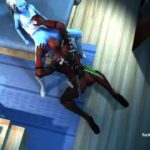 3D blue woman is glad to have sex with Deadpool