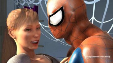 Horny 3D Spiderman uses his web to bang a hot senorita