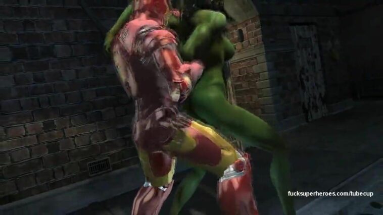 Ironman bangs the She-Hulk on the dark street - 3D porn