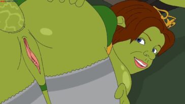 Shrek decides to get deep inside Fiona's tight booty