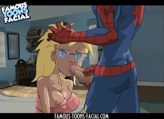 Spider-Man swings by to fuck Gwen Stacy's beautiful whore mouth