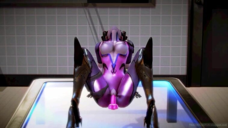 Widowmaker gets her juicy pussy fucked by a big, big toy