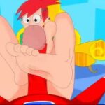 POV footjob cartoon video featuring a really young hottie