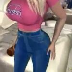 Blond-haired bimbo using her very special cream in this cartoon video