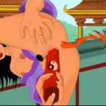 Mulan fucks her pussy with a toy in this DP cartoon porn video