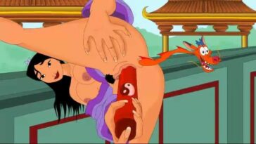 Mulan fucks her pussy with a toy in this DP cartoon porn video
