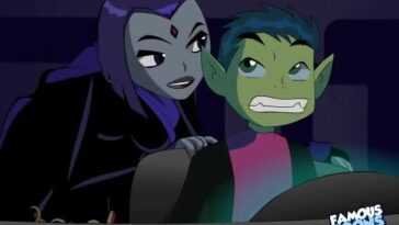 Teen Titans cartoon porn video featuring Cyborg and a grey-skinned chick