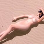 Nude posint on the beach from the most beautiful 3D babe