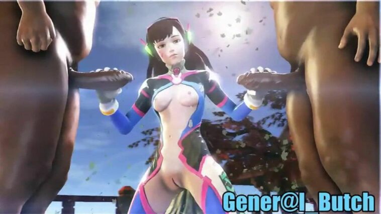 Enslaved D'va forced to rub two cocks at once