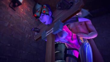 Widowmaker getting fucked in a weird bondage predicament