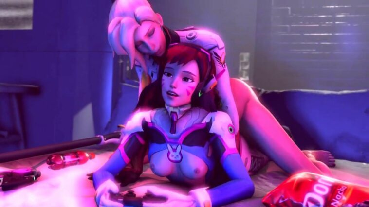 Mercy showing no mercy in a kinky video featuring D.Va
