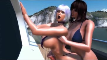 Bikini-clad futa fucking that tight little hole on a yacht